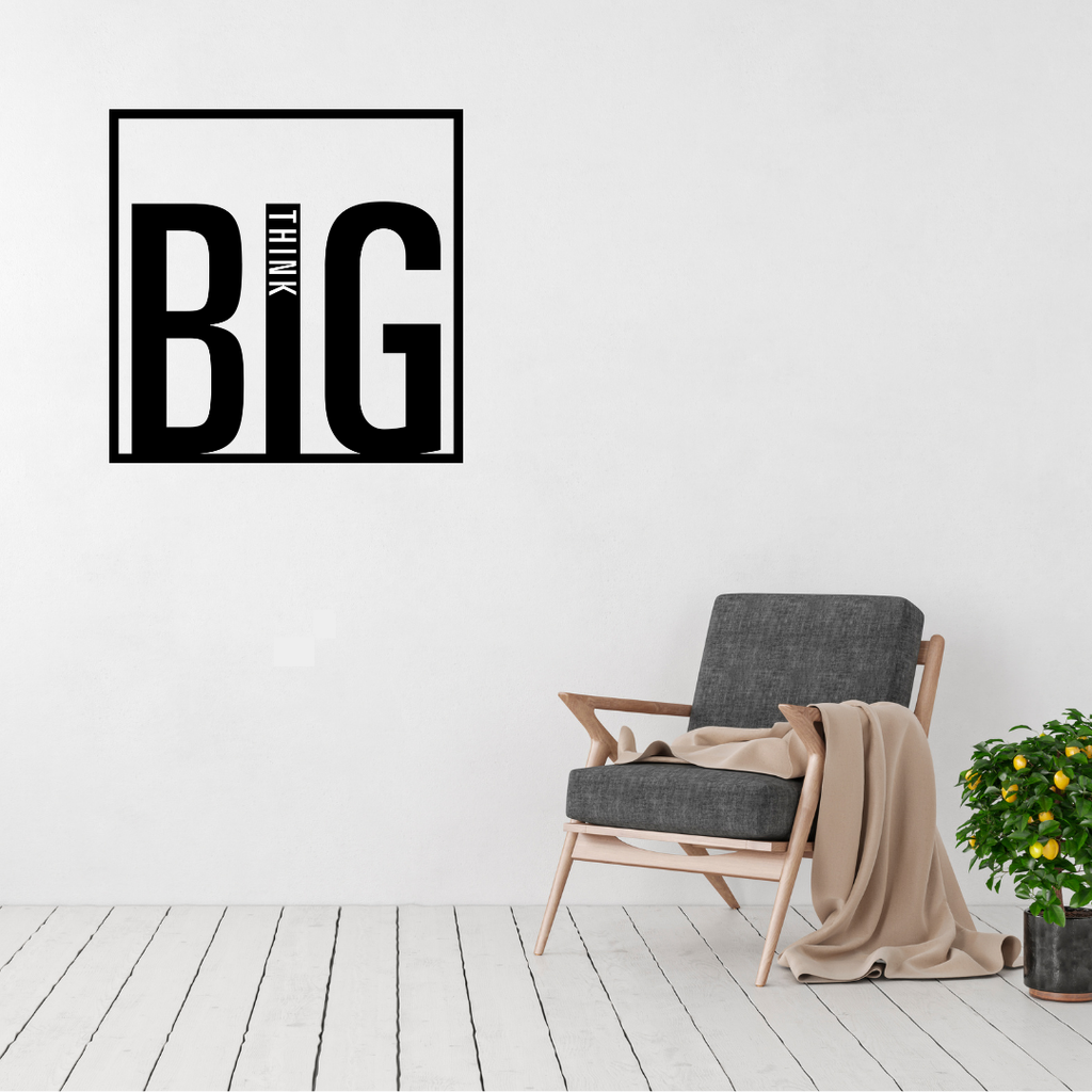 Limitless Thinking | Think Big Metal Wall Art displayed in a modern living room.