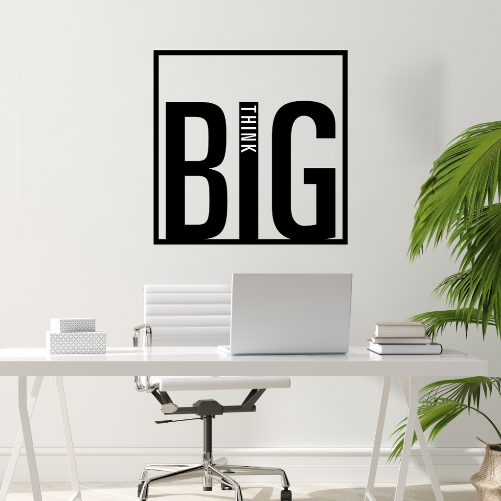 Limitless Thinking | Think Big Metal Wall Art installed above a modern office desk.