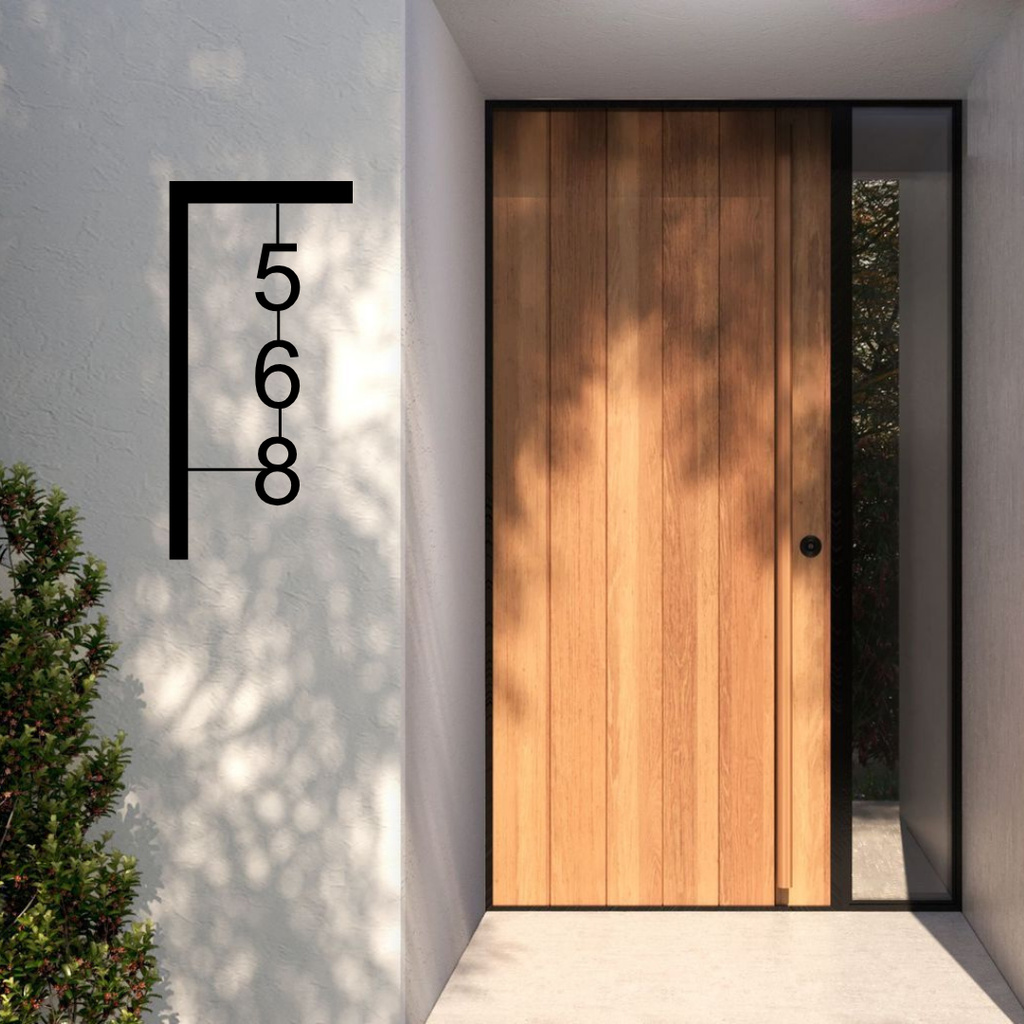 Line Stack Sign – Modern Minimal Metal Vertical House Number Plaque