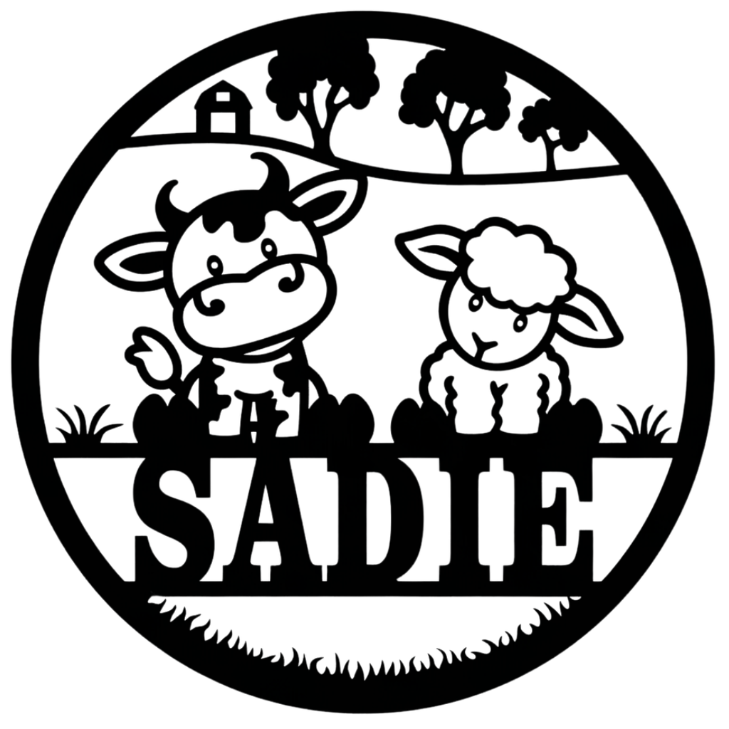 Little Farm Pals wall sign isolated on plain white background