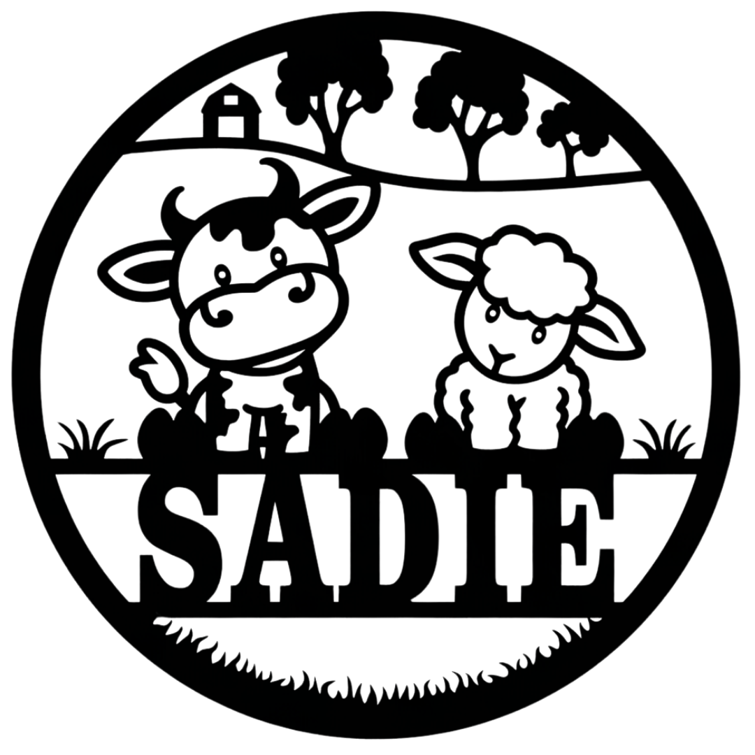 Little Farm Pals wall sign isolated on plain white background