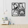 Little Safari Friends | Nursery Animal Metal Wall Art Collection displayed in a bright children's nursery.