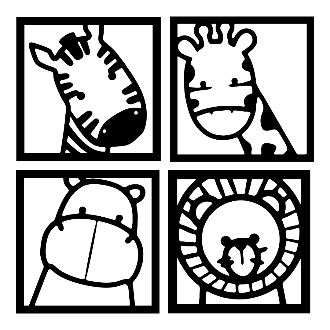 Little Safari Friends | Nursery Animal Metal Wall Art Collection crafted from premium laser-cut powder-coated steel.