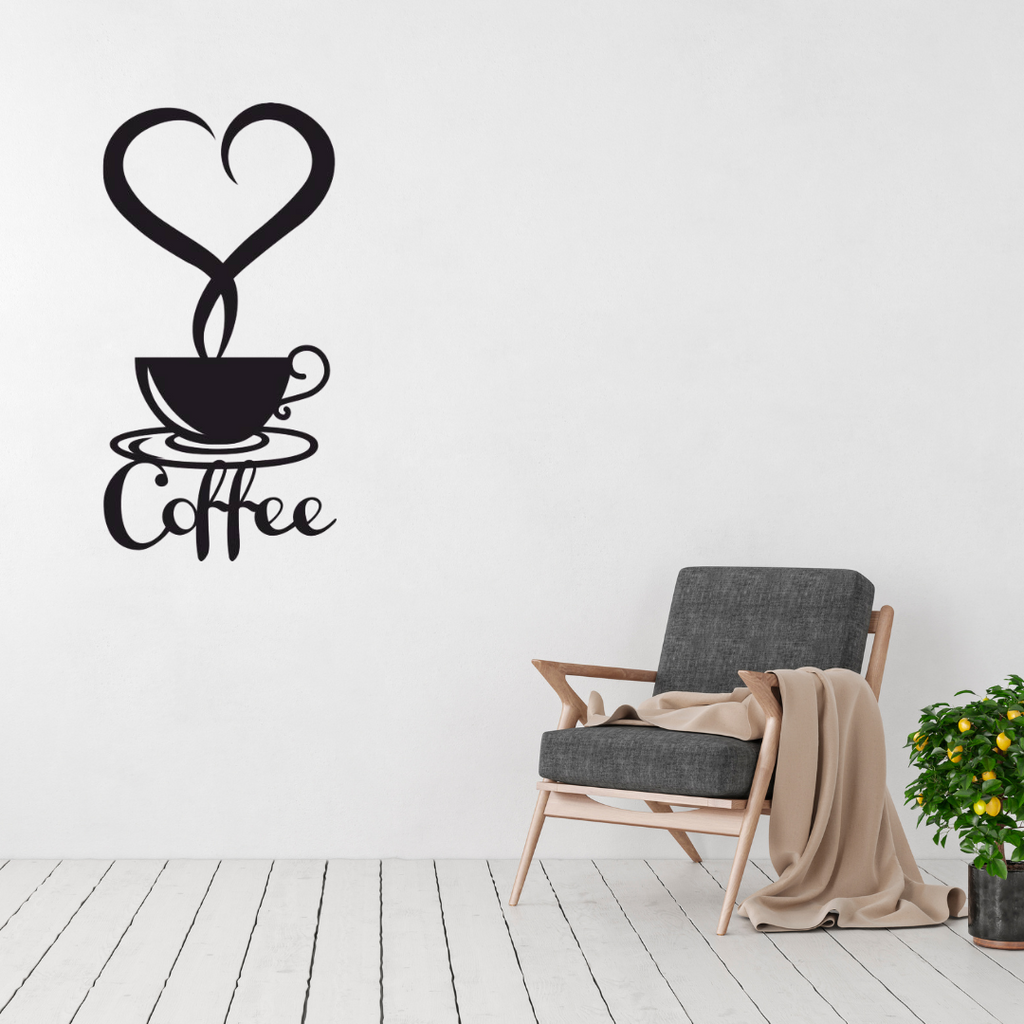 Coffee wall art displayed in a modern kitchen or coffee station