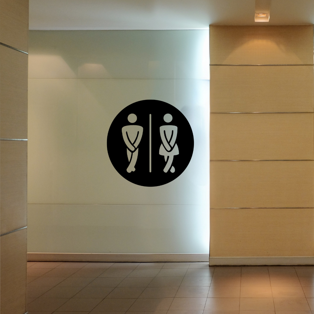 Male & Female Toilet Sign | Unisex Bathroom Sign mounted on a modern commercial restroom wall.