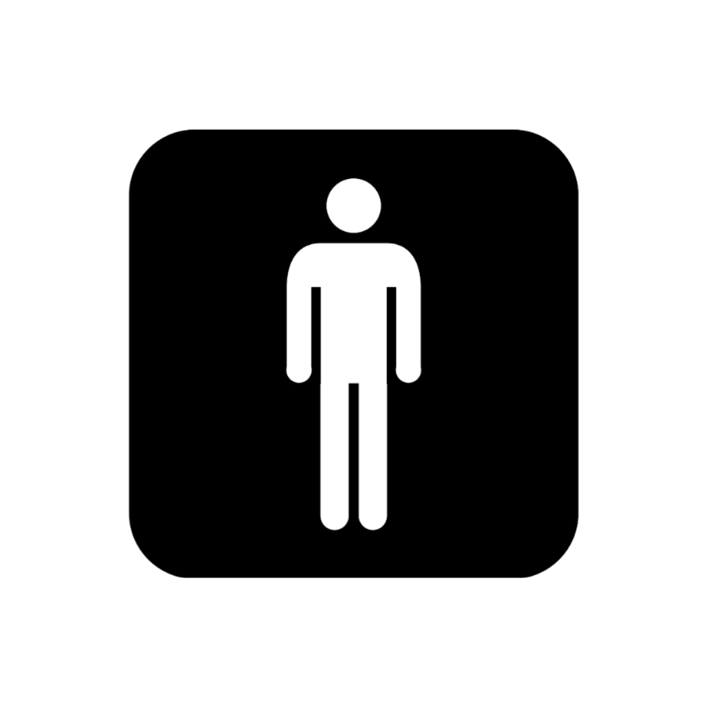 Male Toilet Symbol | Metal Bathroom Sign made from premium laser-cut steel with a durable powder-coated finish.