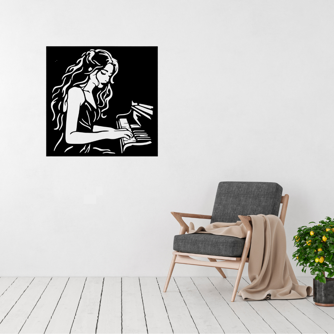 Melodies in Steel | Piano Player Metal Wall Art