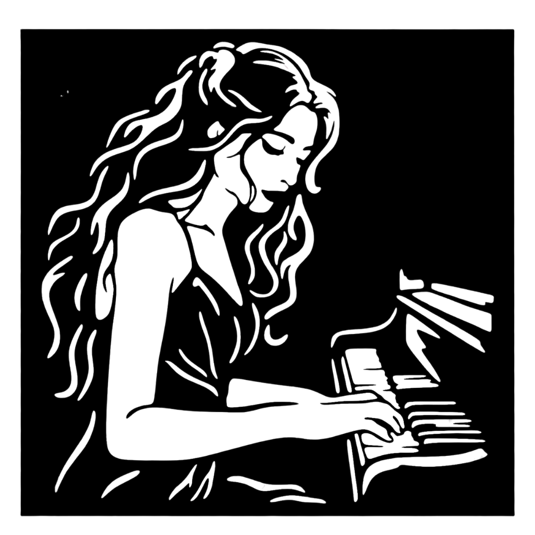 Melodies in Steel | Piano Player Metal Wall Art