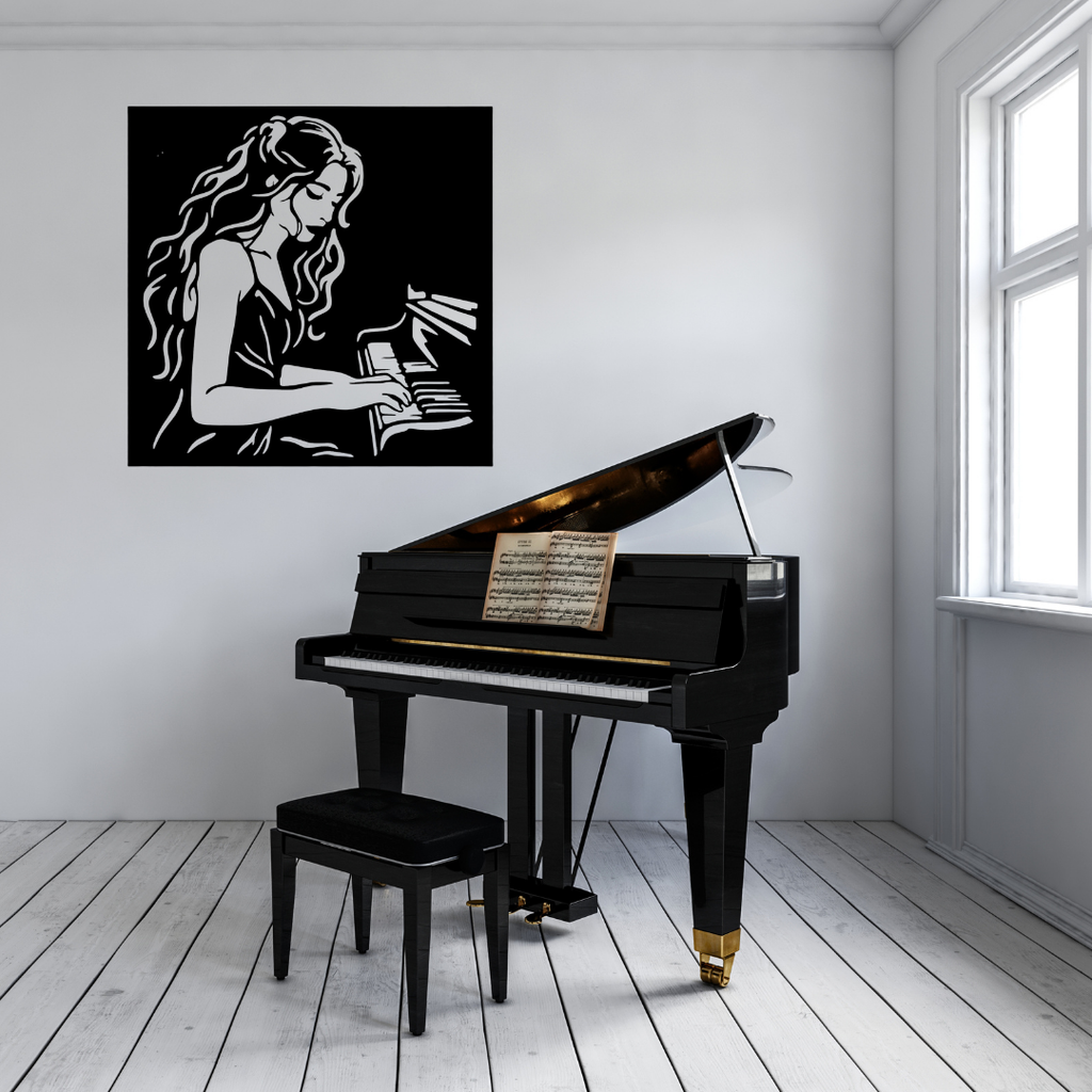 Melodies in Steel | Piano Player Metal Wall Art