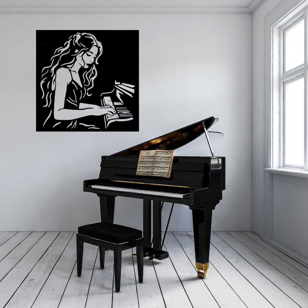 Melodies in Steel | Piano Player Metal Wall Art
