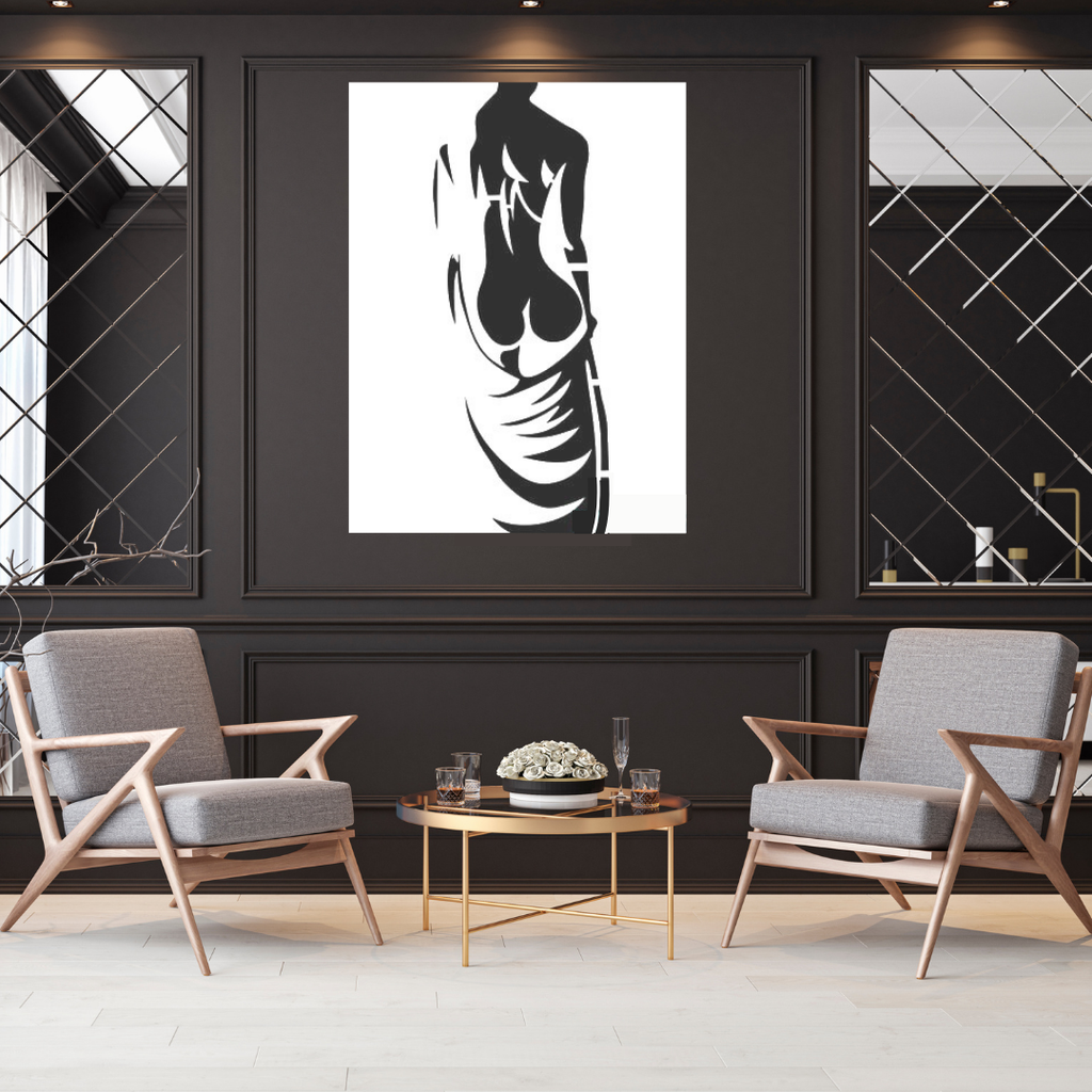 Female metal wall art as a statement piece in a luxury interior setting
