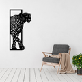 Midnight Stalker | Leopard Metal Wall Art displayed in a modern living room.