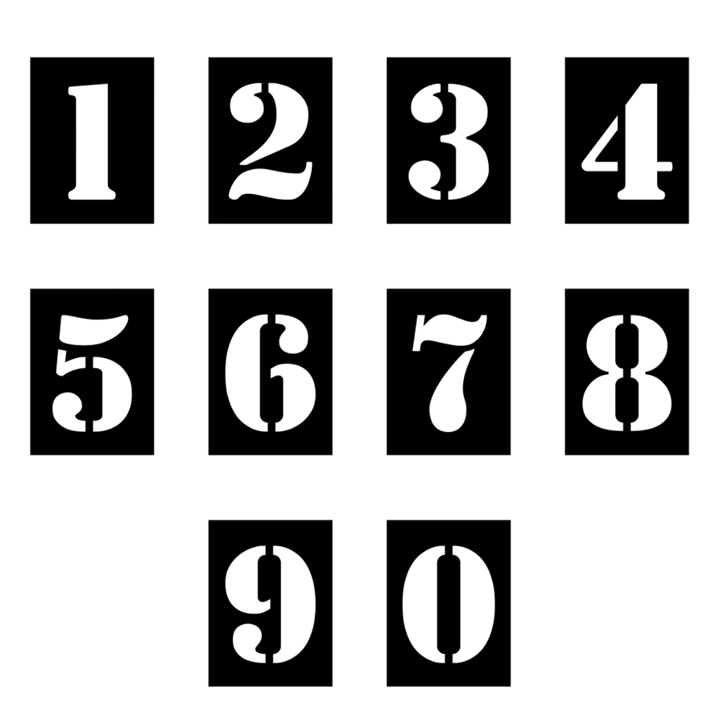 Close-up of the Modern Split Stencil Metal House Number Collection displaying contemporary individual address numbers.