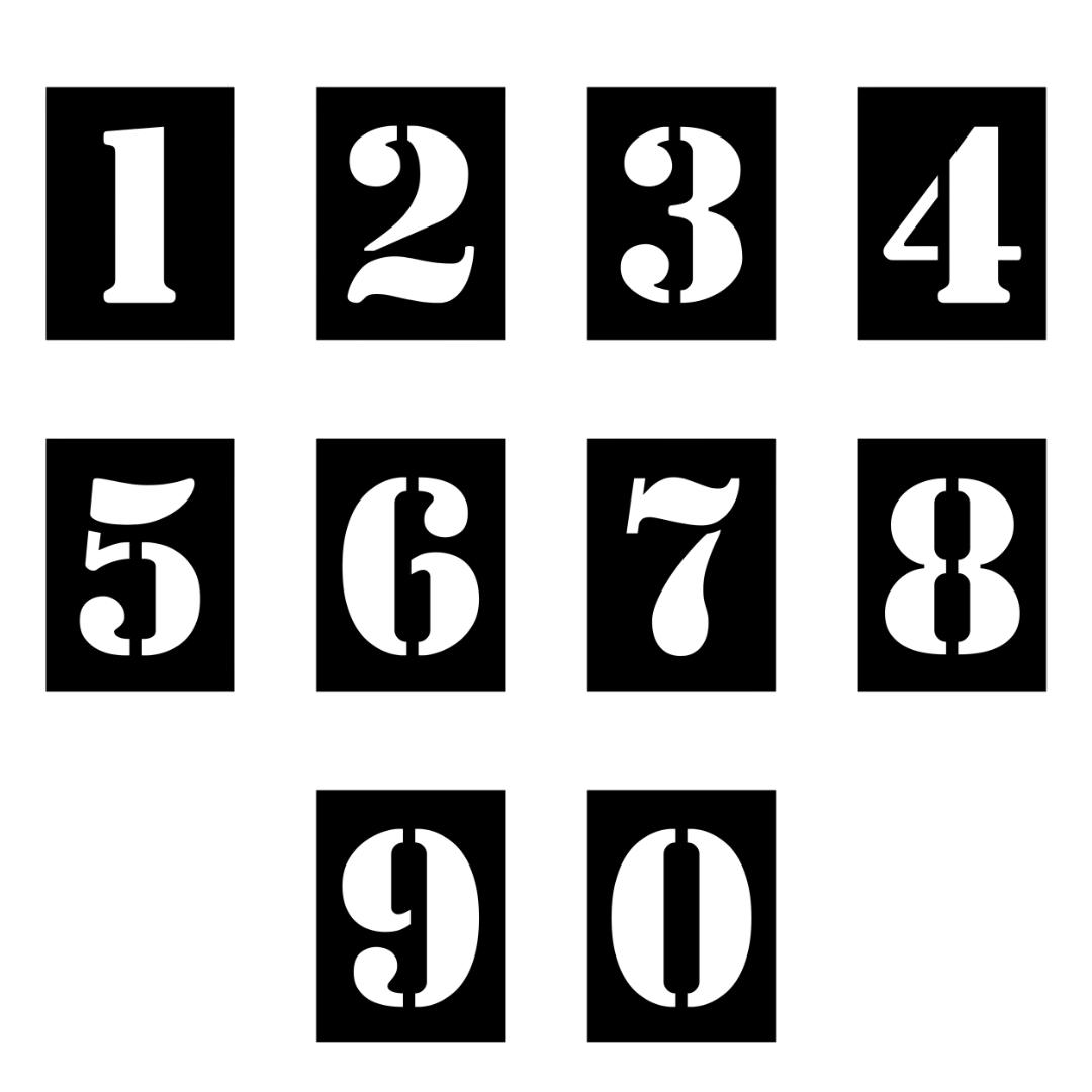Close-up of the Modern Split Stencil Metal House Number Collection displaying contemporary individual address numbers.