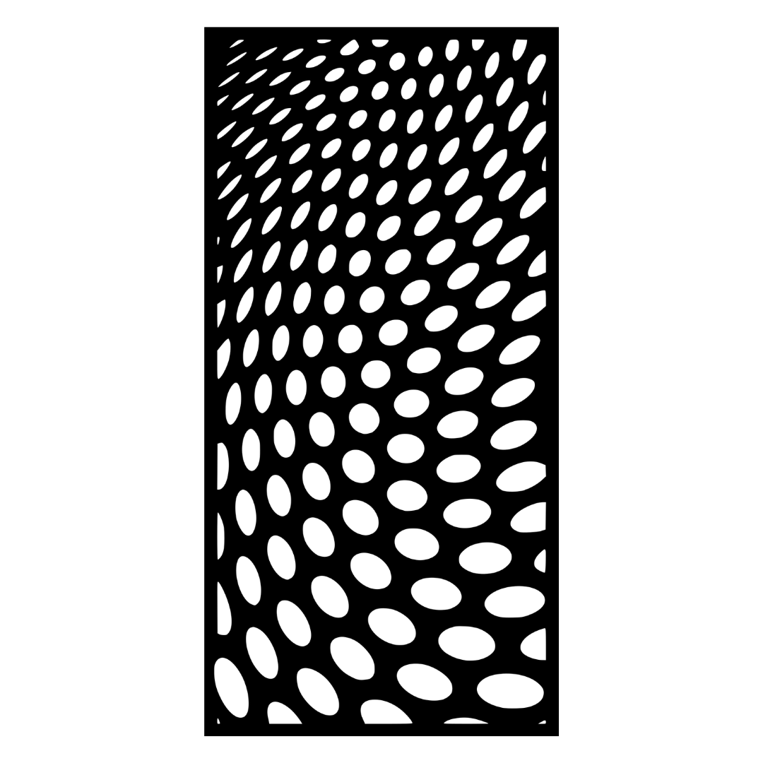 Modern Illusion geometric metal privacy panel isolated on a white background showing intricate repeating pattern detailing