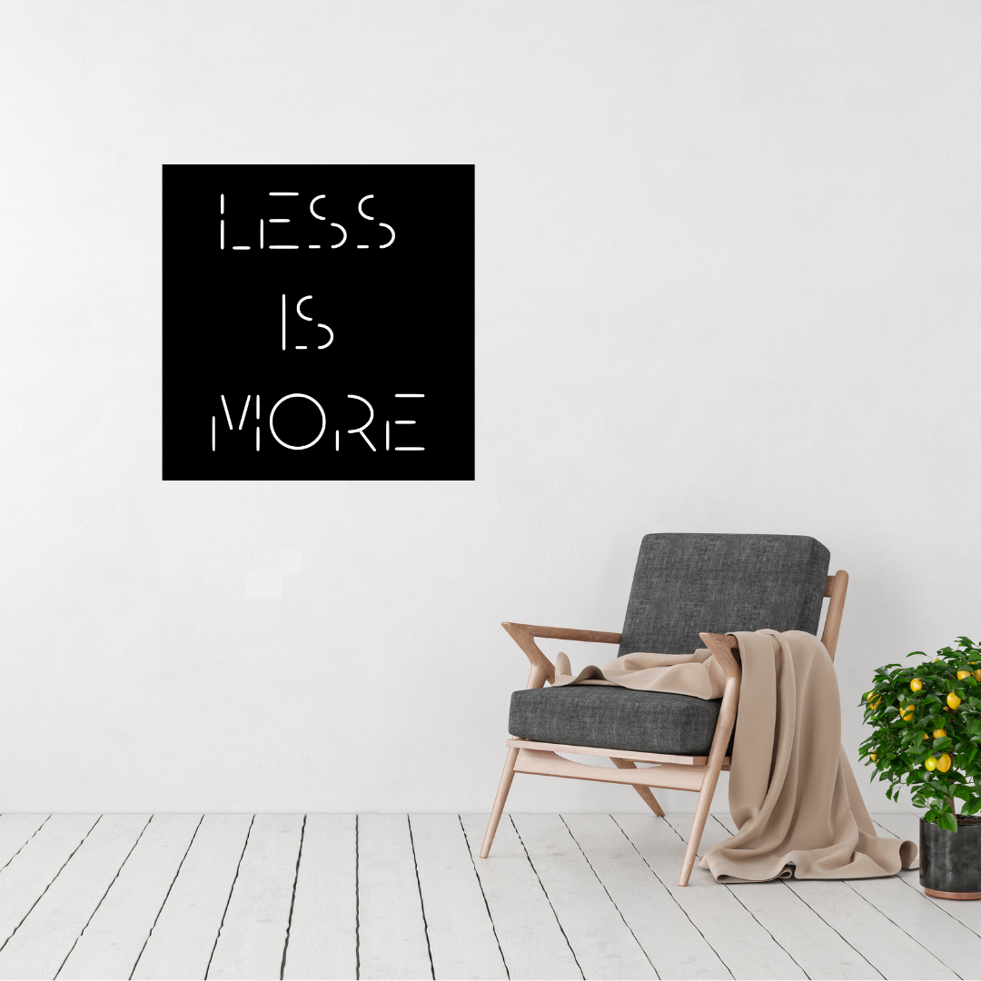 Modern Simplicity | Less Is More Metal Wall Art displayed in a contemporary living room.