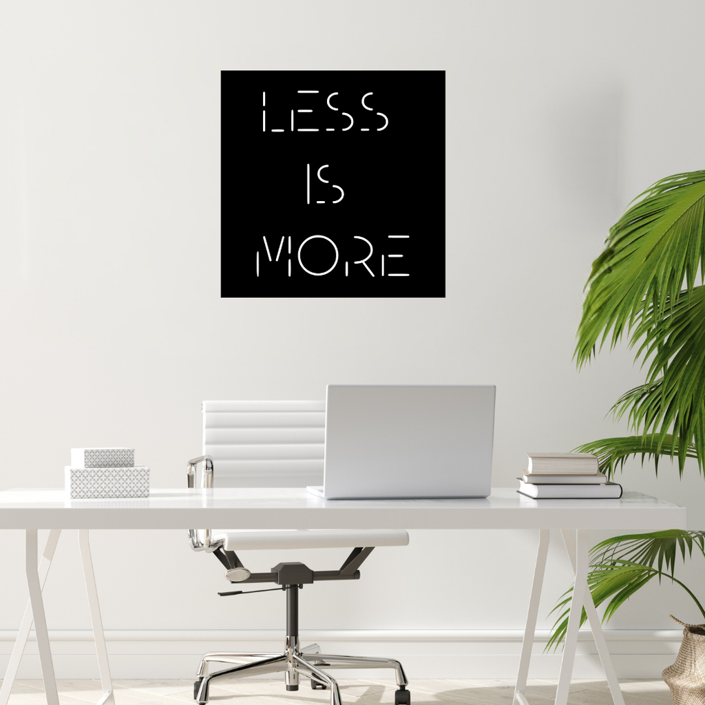 Modern Simplicity | Less Is More Metal Wall Art showcased in a modern office workspace