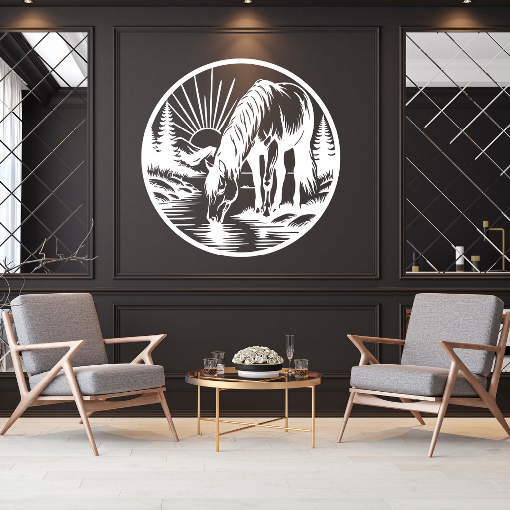 Melodies in Steel | Piano Player Metal Wall Art displayed above a grand piano, featuring an elegant pianist in a modern square black metal wall art design perfect for music rooms, studios, and contemporary home décor.