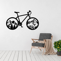 Mountain Explorer | Adventure Bicycle Metal Wall Art displayed in a modern living room.