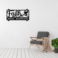 Mountains of Faith | Faith Moves Mountains Metal Wall Art displayed in a modern living room.
