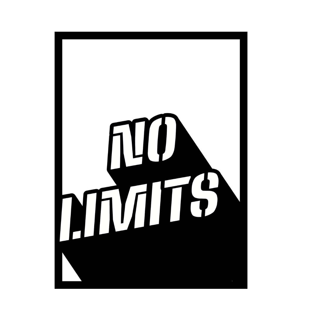 Close-up of the No Limits laser-cut metal wall art featuring bold retro typography with dramatic shadow effects.