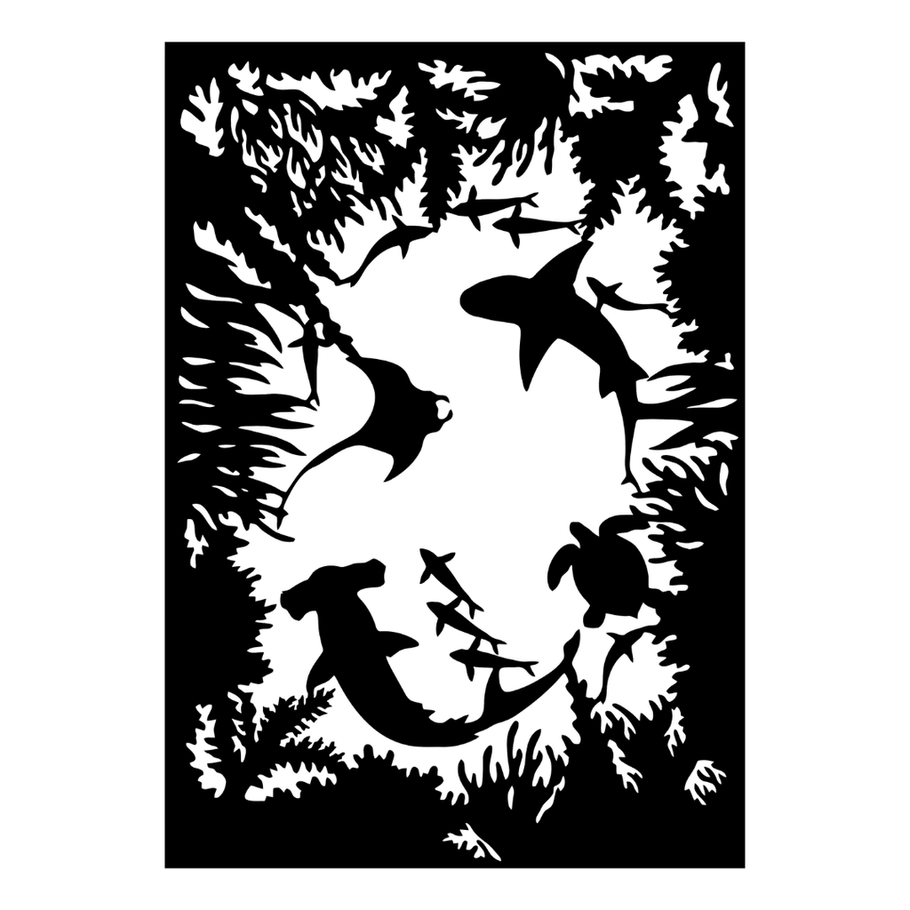 Ocean Depths | Marine Life Metal Wall Art crafted from premium laser-cut powder-coated steel.