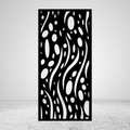 Ocean Drift underwater-inspired metal privacy screen with flowing seaweed forms and scattered bubble-like cut-outs