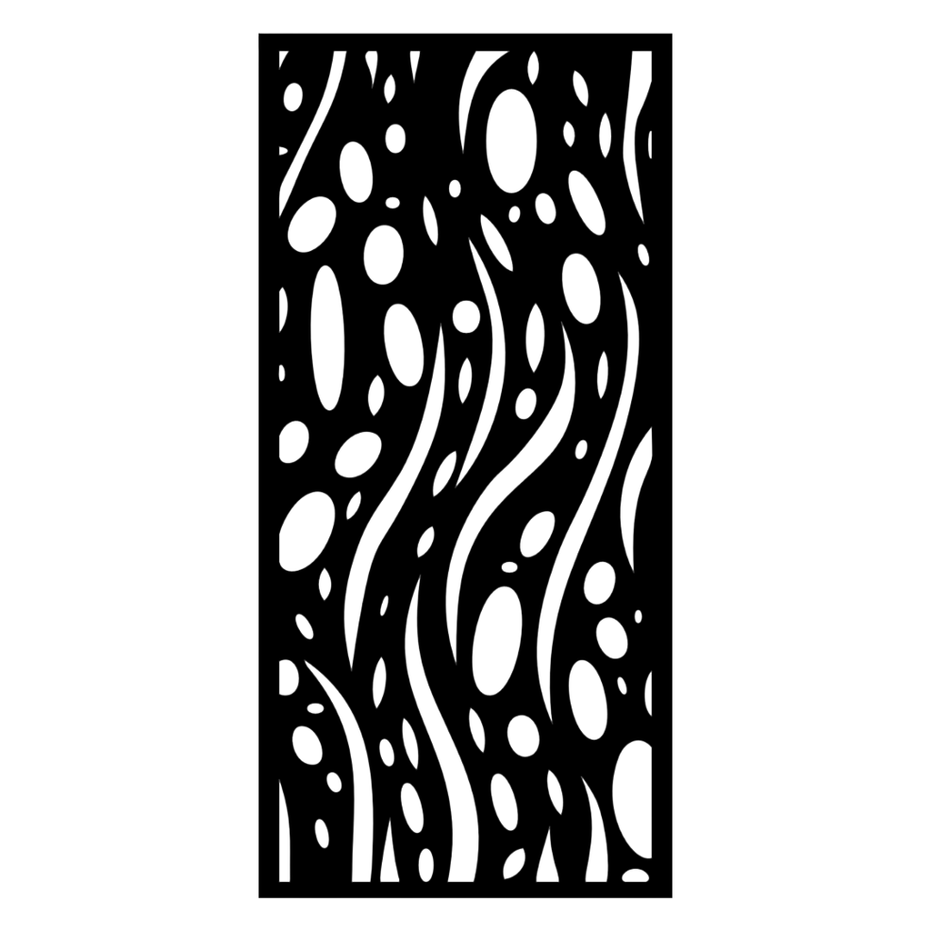 Ocean Drift decorative metal privacy panel isolated on a white background showing its flowing underwater-inspired pattern