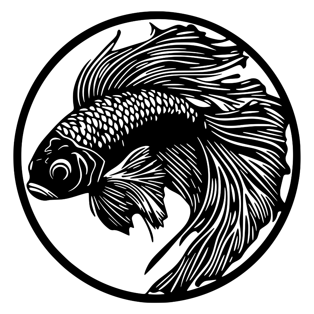 Ocean Majesty | Betta Fish Metal Wall Art crafted from premium laser-cut powder-coated steel.