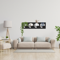 Orbit Wall Shelf displaying decorative accessories in a modern living room