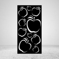 Orchard apple-inspired metal privacy screen featuring stylised apples with stems and flowing leaf details