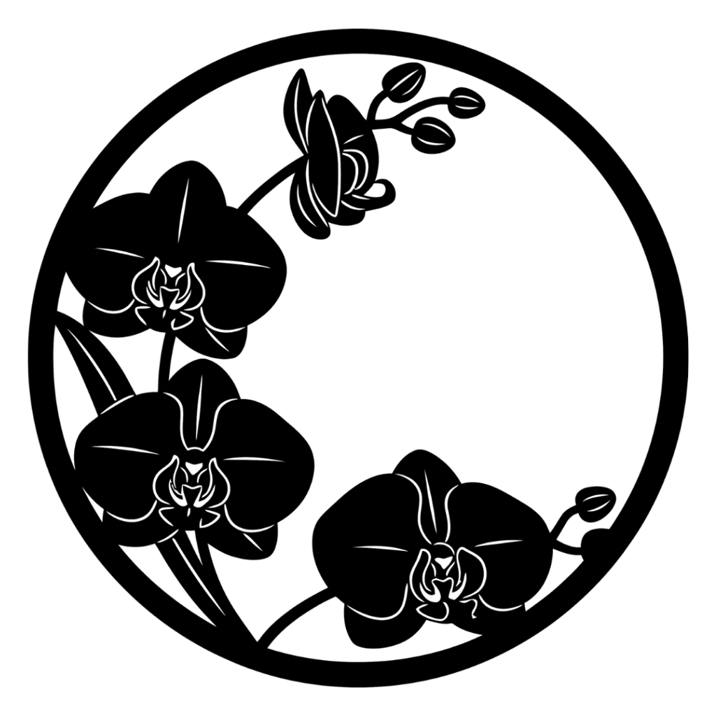 Orchid Elegance botanical orchid metal wall art on white background