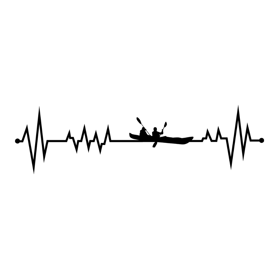 Paddle for Life | Kayak Heartbeat Metal Wall Art crafted from premium laser-cut powder-coated steel.
