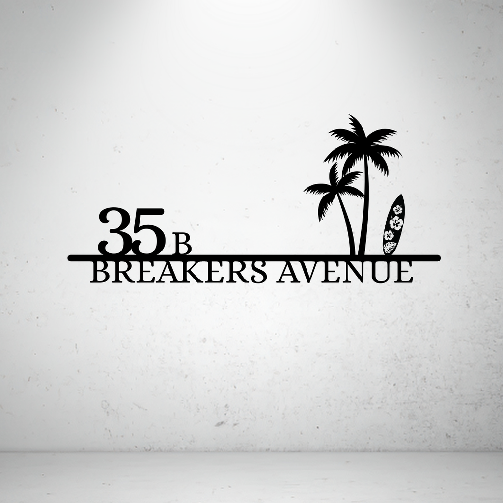 Palm Street Sign | Custom Tropical Metal House Number