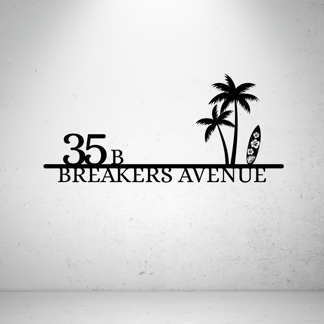 Palm Street Sign | Custom Tropical Metal House Number