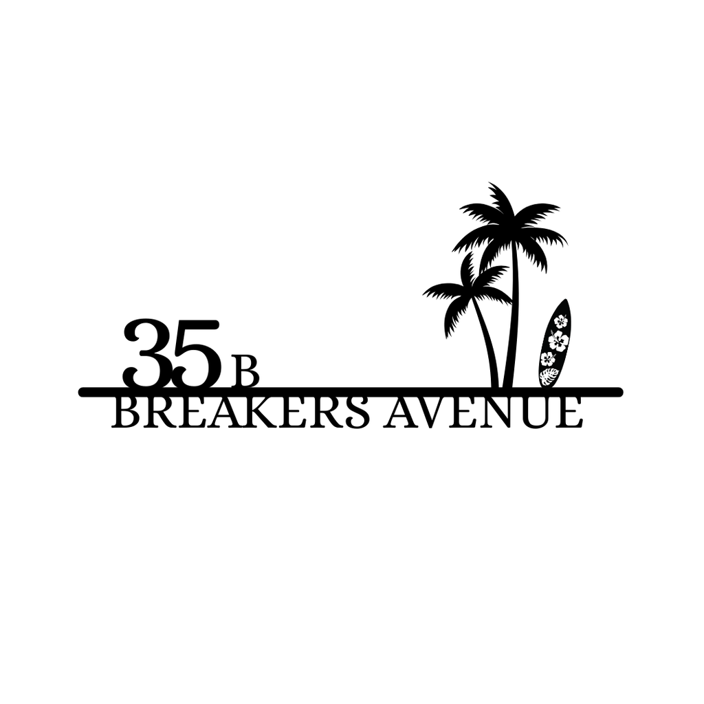 Palm Street Sign | Custom Tropical Metal House Number