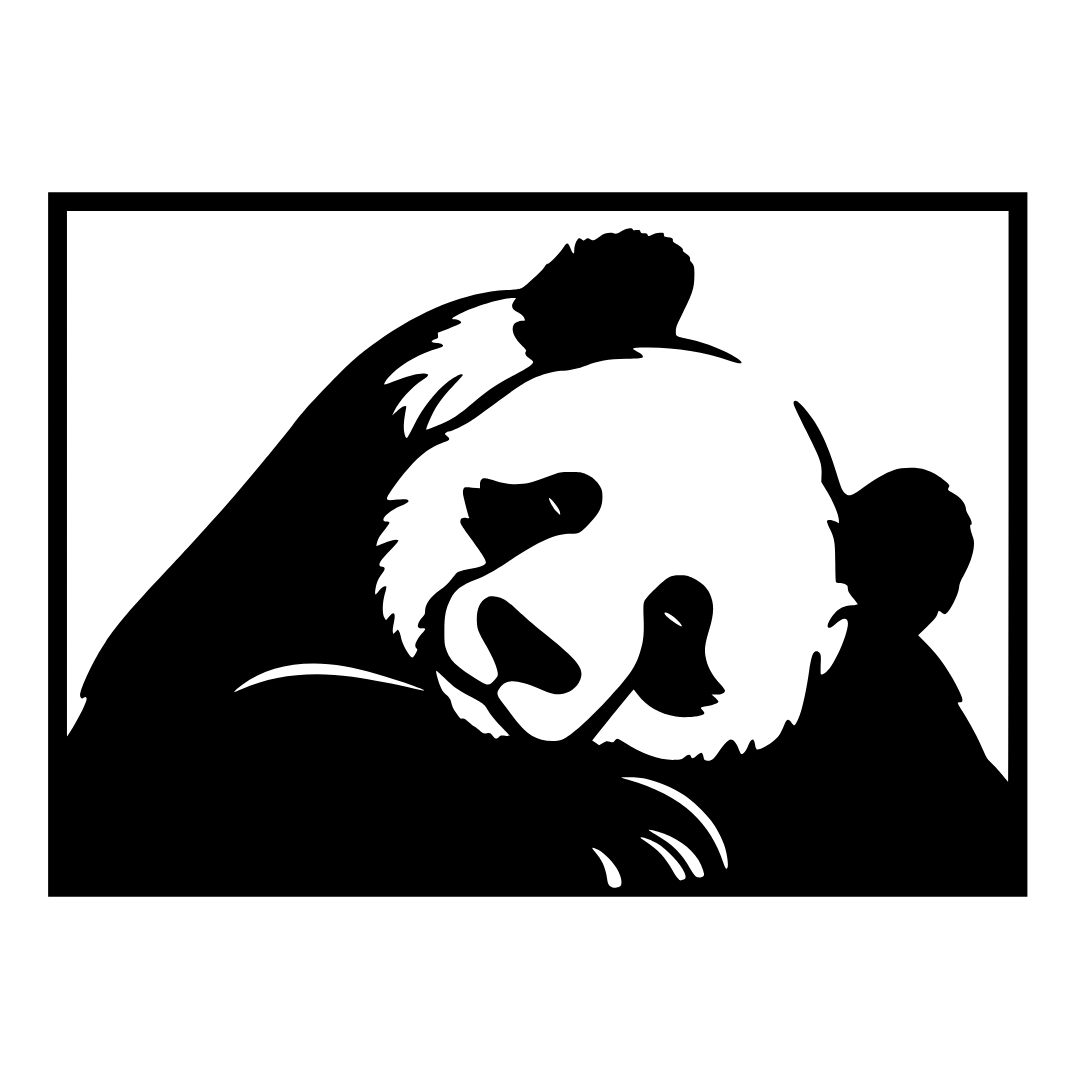 Panda Love cute panda metal wall art on white background