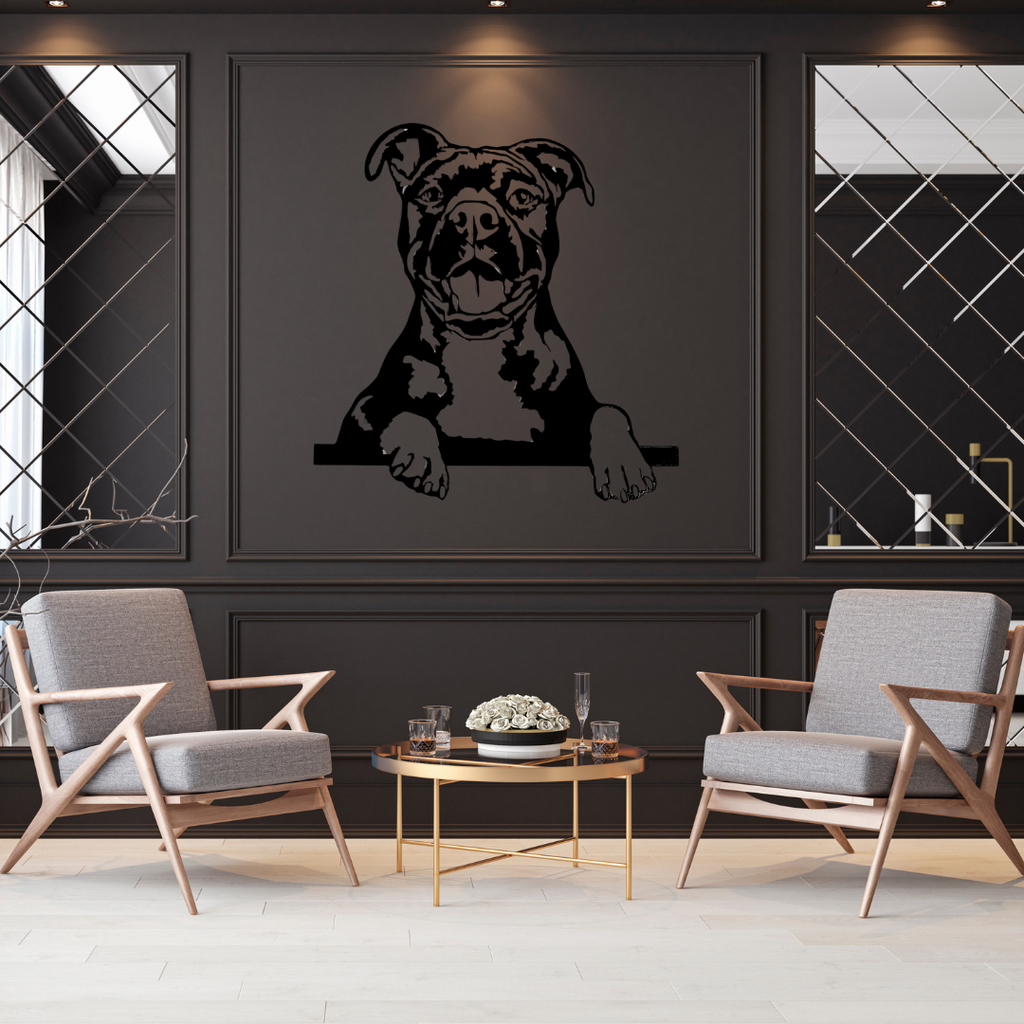 Dog metal wall art as a fun statement piece in a stylish interior