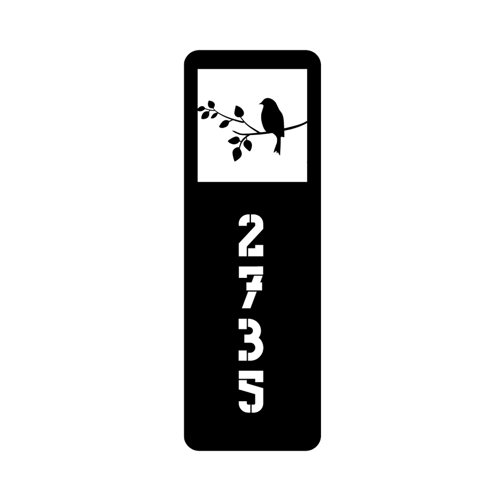 Perch Number Sign | Custom Minimal Bird Metal House Number Plaque