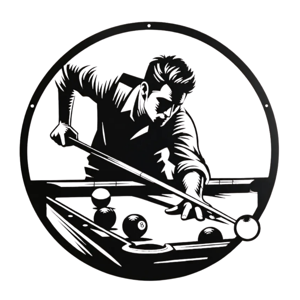 Perfect Break | Pool Player Metal Wall Art crafted from premium laser-cut powder-coated steel.