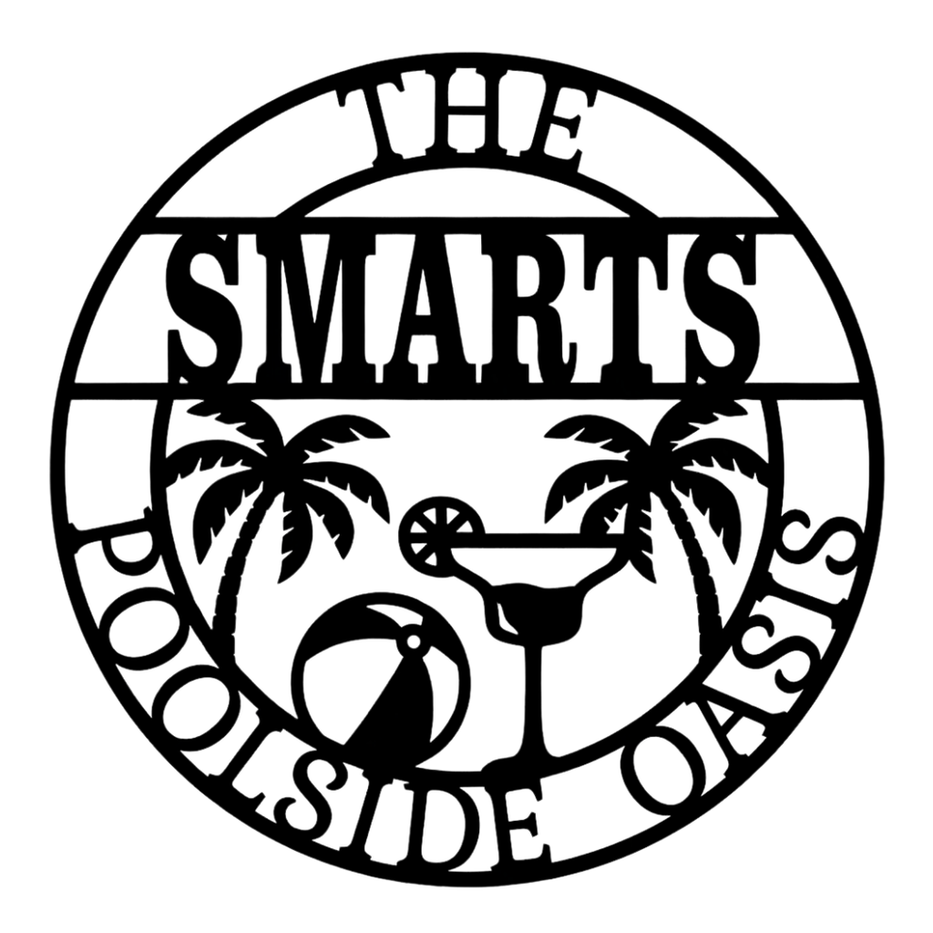 Poolside Paradise outdoor metal sign isolated on plain background