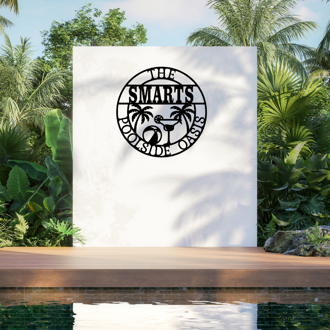 Tropical outdoor décor styled on a patio entertainment wall