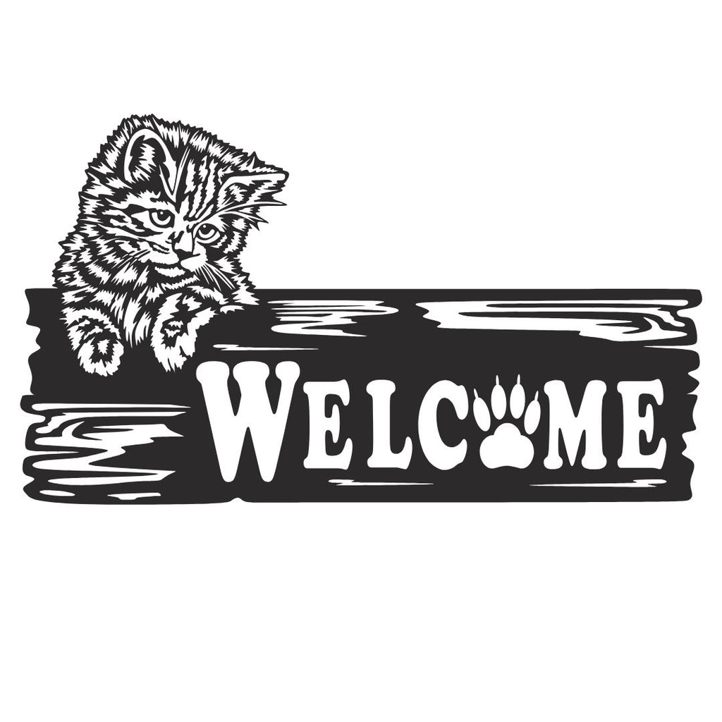 Cat welcome metal wall art as a statement piece in a stylish interior