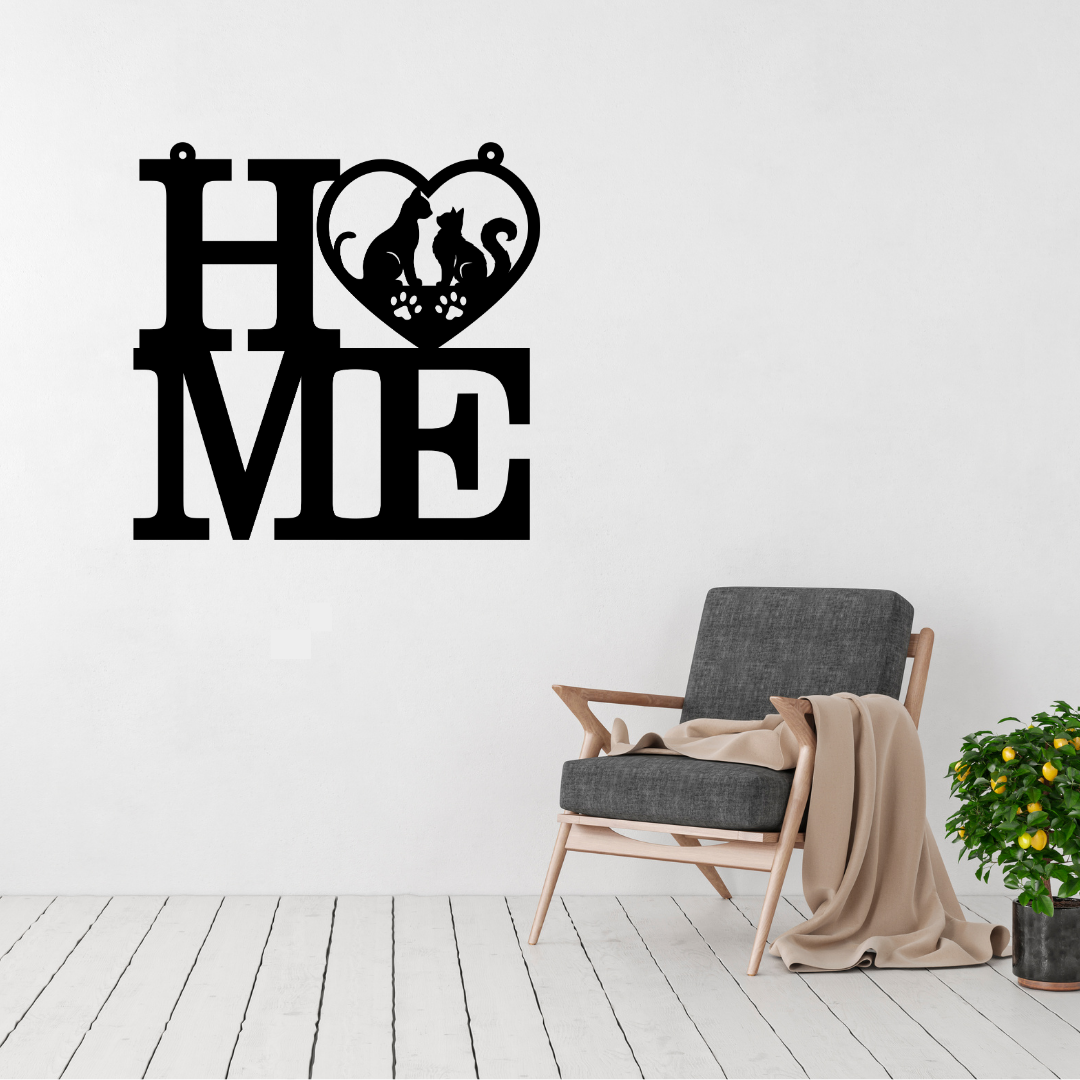 Purrfect Home | Home Cat Lover Metal Wall Art displayed in a modern living room.