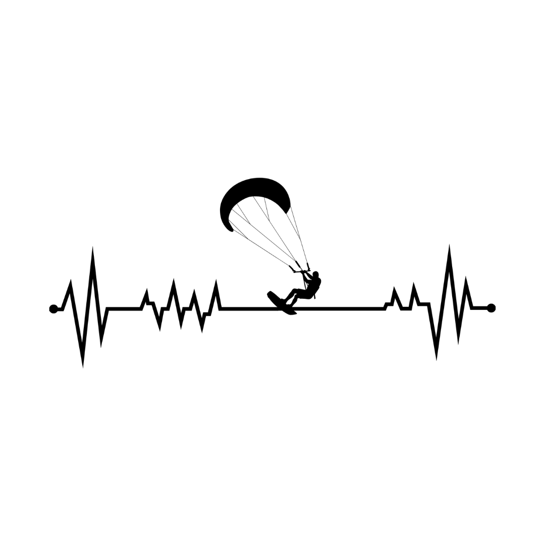 Ride the Wind | Kitesurf Heartbeat Metal Wall Art crafted from premium laser-cut powder-coated steel.