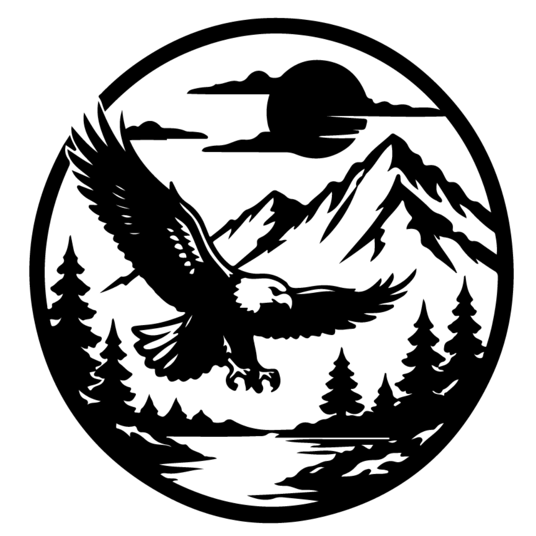 Rise Above majestic eagle metal wall art on white background