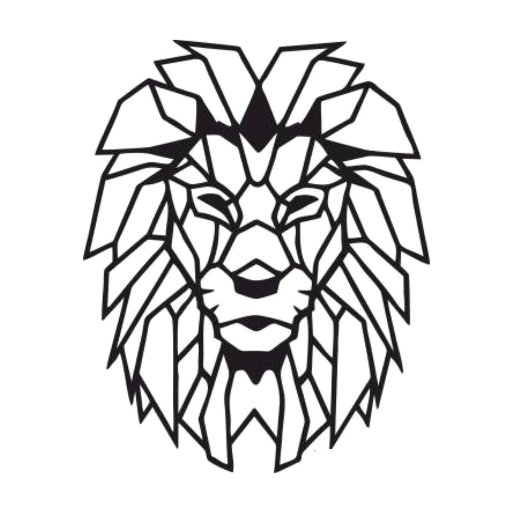 Polygonal lion metal wall art bold geometric design in black finish