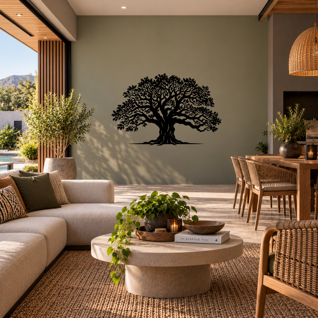 Rooted in Nature Tree of Life metal wall art displayed in a modern interior