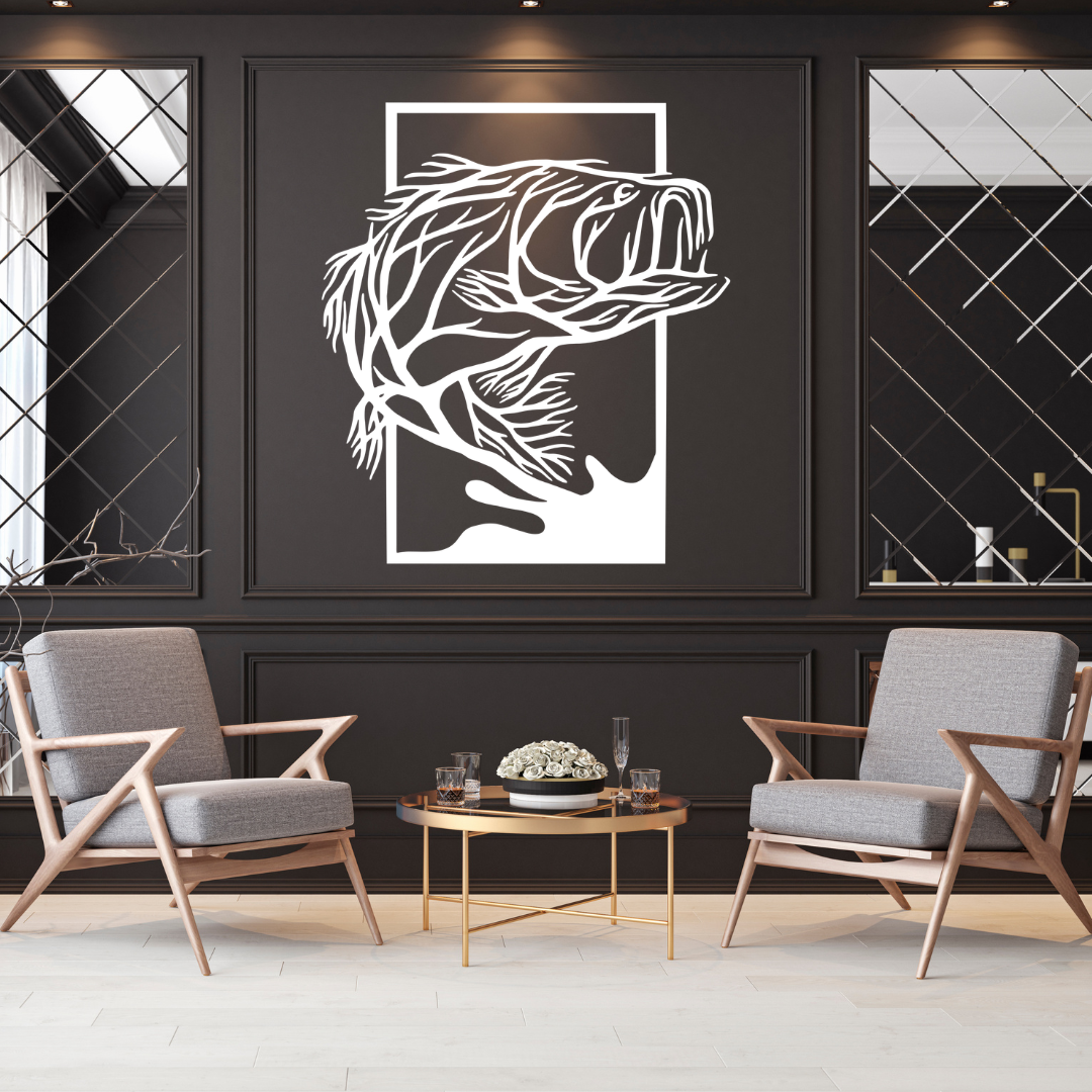 Fish metal wall art as a statement piece in a luxury interior setting