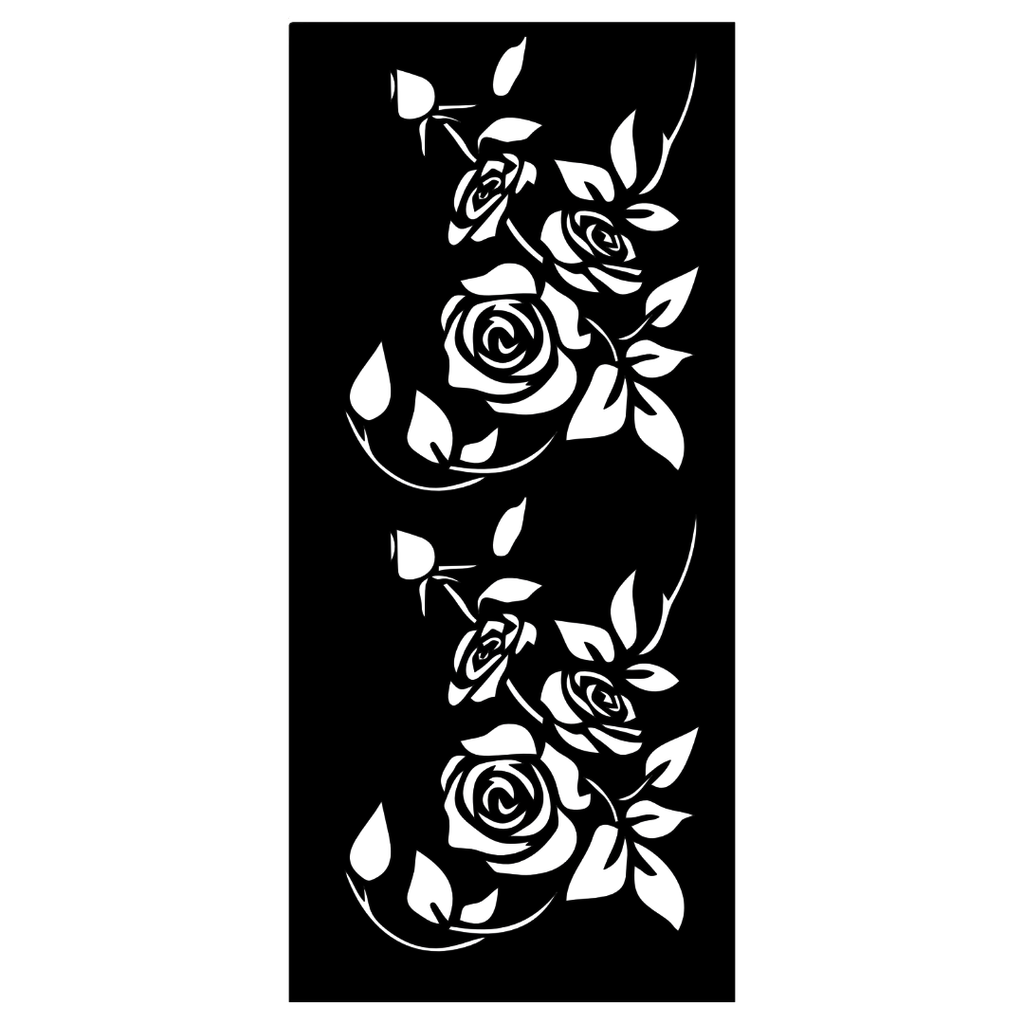 Rose Reverie rose and leaf metal privacy panel isolated on a white background showing intricate floral cut-out detailing
